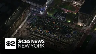 Watch Chopper 2 over the Columbia University pro-Palestinian encampment