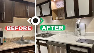 KITCHEN MAKEOVER UNDER $50! DIY RENTAL FRIENDLY PART 3 WHAT A TRANSFORMATION #diy #kitchen #decor