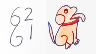 How to Draw Puppy Dog with number 62,61#cutedog  #dogdrawing