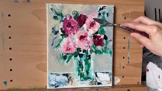 Abstract Flower Painting / Palette Knife Art Process