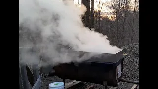 Making a maple sap/syrup evaporator cooker from an old oil tank, collecting sap, and cooking it down