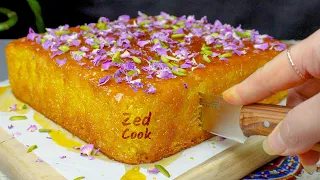 moist and juicy cake that melts in the mouth! the famous sponge cake without a mixer! saffron cake