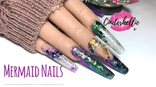 Mermaid Nails : Acrylic, Glitter and Shells