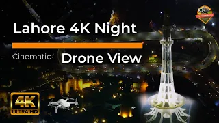 4K Cinematic Drone Night View of Lahore | Minar-e-Pakistan, Badshahi Masjid, Lahore Fort