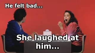 Psychopathic woman laughs at a bullied man