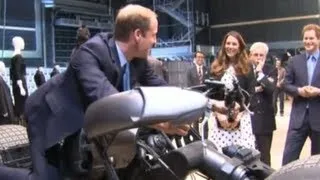 Prince William, Kate Middleton and Prince Harry play with props at Warner Bros studios