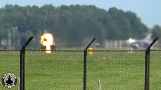 Huge flames! Birdstrike during takeoff | RNLAF F-16 | LWR/EHLW