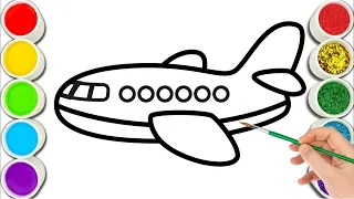 Airplane Drawing, Painting and Coloring For Kids and Toddlers | How to Draw Airplane Step by Step