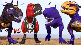 DEADPOOL King Shark & Carnotaurus vs Giganotosaurus & T-REX Dinosaurs Fight Jurassic World Evolution