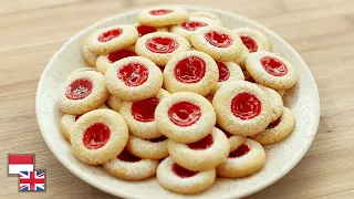 TANPA Cetakan! Resep STRAWBERRY THUMBPRINT COOKIES [Kue Kering Tahun Baru & Lebaran]