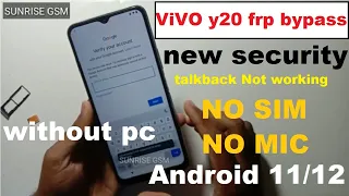 vivo Y20S,Y20A,Y20G frp bypass new security talkback not working | vivo frp bypass android 11/12