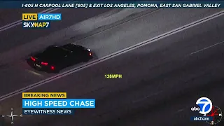 Driver in Corvette reaches speeds over 140 mph during chase on 605 Fwy