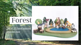 Forest – set of 20 hand painted wooden toys