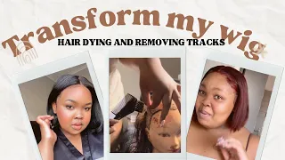 TRANSFORMING MY WIG FROM A BLACK BOB TO A BURGUNDY RED USING INECTO RUBY RED DYE |EASY TALK THROUGH