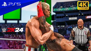 WWE 2K24 - Cody Rhodes vs. Roman Reigns, Rock Special Guest Referee at WrestleMania XL | PS5™ [4K60]