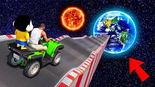 SHINCHAN AND FRANKLIN FOUND A STRANGE ROAD AND WENT INTO SPACE AND WON 1000 CRORE PRIZE IN GTA 5