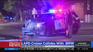 2 LAPD officers, BMW driver hospitalized after Mid-Wilshire crash