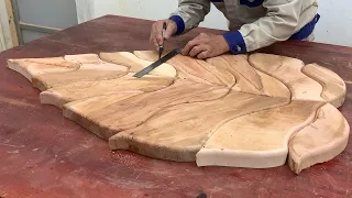 Extremely Unique Impromptu Design Ideas Of Carpenters - Build Natural Leaf Shaped Table Sample