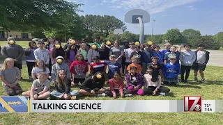 CBS 17's Meteorologist Rachel Duensing talks science with Apex 5th graders