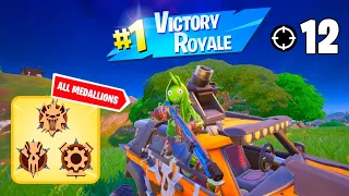 High Elimination Solo Win Gameplay | ALL MEDALLIONS | Fortnite Chapter 5 Season 3 Zero Builds