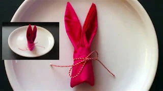 Napkin folding Easter bunny for Easter, spring, Mother's Day & birthday [W+]