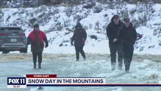 Families enjoy snow day in San Bernardino County mountains