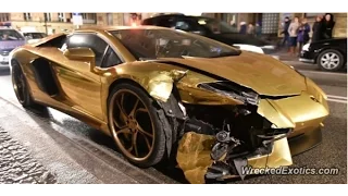 Золотой  Lamborghini  Надо же было умудриться разбить 1 ЯНВАРЯ.