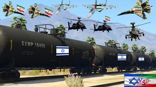 Irani Fighter Jets, Drone & War Helicopters Attack on Israeli Oil Supply Convoy in Jerusalem - GTA v