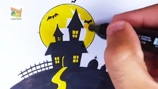 comment dessiner une maison hantée facilement qui fait peur
