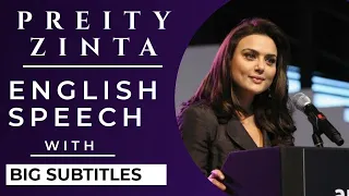 English Speech! Preity Zinta speech with big subtitles | Receiving an Honorary Doctorate