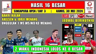 Hasil 16 Besar Singapura Open 2024 Hari Ini ~ AXELSEN & JORJI Menang ~ BAKRI & GINTING Kalah