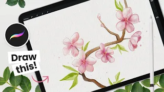 How To Draw: Watercolor Cherry Blossom (Sakura) • Procreate Tutorial