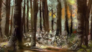 iPad Plein Air Painting - Fall Forest dappled light