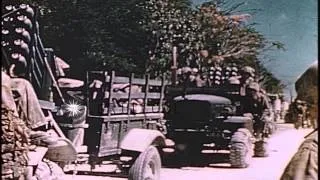 Tanks and Marines advance in Saipan, Mariana Islands during World War II. HD Stock Footage