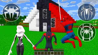 SUPERHEROES HOUSE HOW TO PLAY SPIDER MAN / MILES MORALES / GWEN in Minecraft Compilation #minecraft