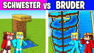 SCHWESTER vs BRUDER WASSERPARK BAU CHALLENGE in Minecraft!