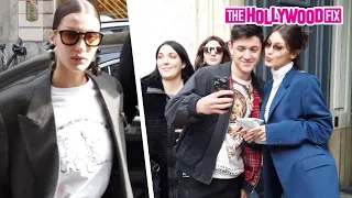 Bella Hadid Hangs Out With Fans In Between Modeling Jobs During Fashion Week In Milan, Italy