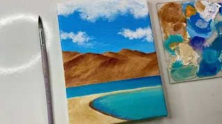 Mountain painting/ calm lake painting/ acrylic painting tutorial/ acrylic painting for beginners