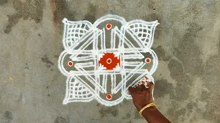 இரட்டை வரி கோலம் | double line kolam | daily kolam | easy rangoli | muggulu | Rovi Rangoli |