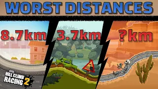 😵😬LOWEST DISTANCE World Records in Every map! Hill Climb Racing 2 compilation