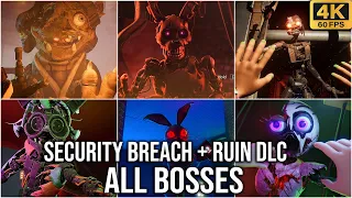 FNAF Security Breach + Ruin DLC All Bosses (No Damage) 4K60fps