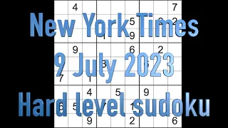 Sudoku solution – New York Times sudoku 9 July 2023 Hard level