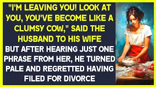 "I'm leaving you! Look at you, you've become like a clumsy cow," said the husband to his wife