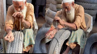 85 Year Old Man Restorations of use old tyre||Restore old tyre making New | Tz workshop |