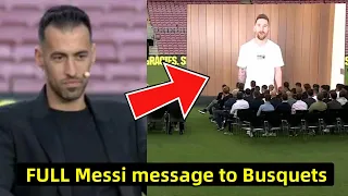 Messi heartfelt message to Busquets in Barcelona farewell event