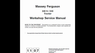 Massey Ferguson 240S, 240 Tractor Manual