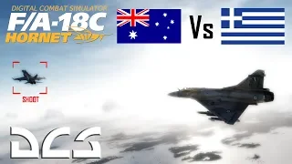 DCS: Australian F-18 Hornet Vs Greek Mirage M2000C Dogfight.