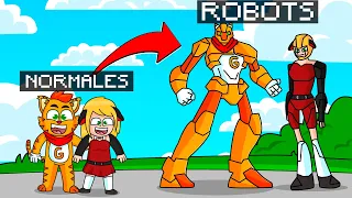 ¡MINECRAFT PERO NOS CONVERTIMOS EN ROBOTS! 😱 🤖 | SRGATO X FLOR SON SUPER ROBOTS