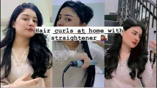 How to curls your hair at home with straightener #hairstyle #tutorial #curls #trending #home