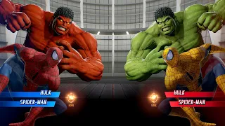 Red Hulk & Red Spider Man VS Hulk & Yellow Spider Man - Marvel vs Capcom Infinite